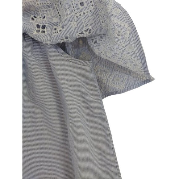 LOFT Petite, vintage dress with white and blue stripes, cotton, for women, XXSP - Picture 5 of 9